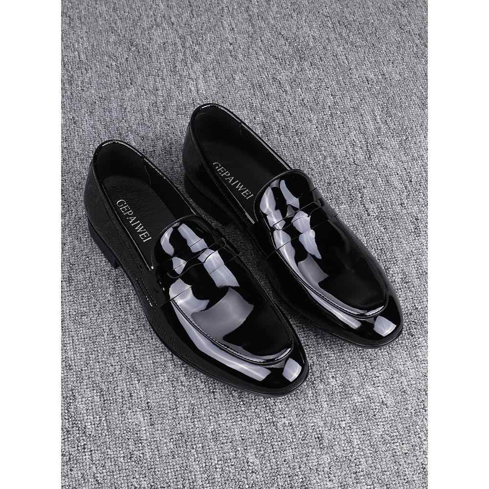 Glossy Slip-on Casual Breathable Business Formal Wear Leather Shoes