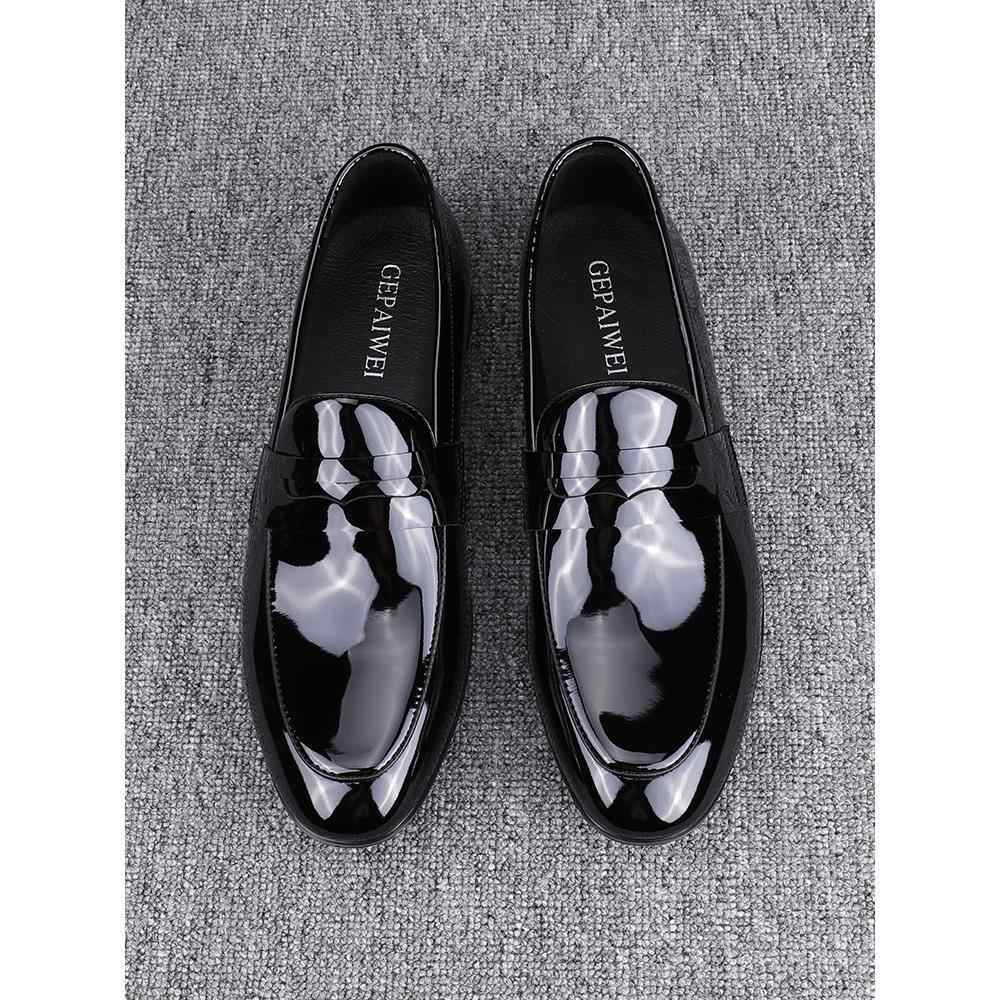 Glossy Slip-on Casual Breathable Business Formal Wear Leather Shoes