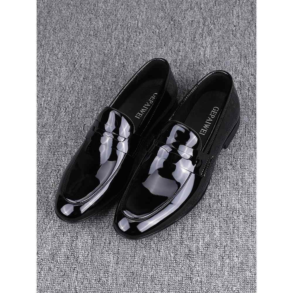 Glossy Slip-on Casual Breathable Business Formal Wear Leather Shoes